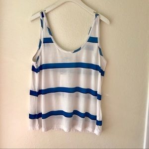Splendid white and blue stripe sleeveless shirt